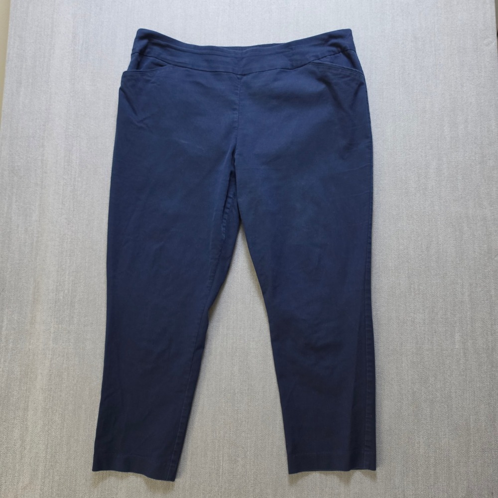 Croft & Barrow Effortless Stretch Pant Women 22W Navy Blue Pull On Trousers